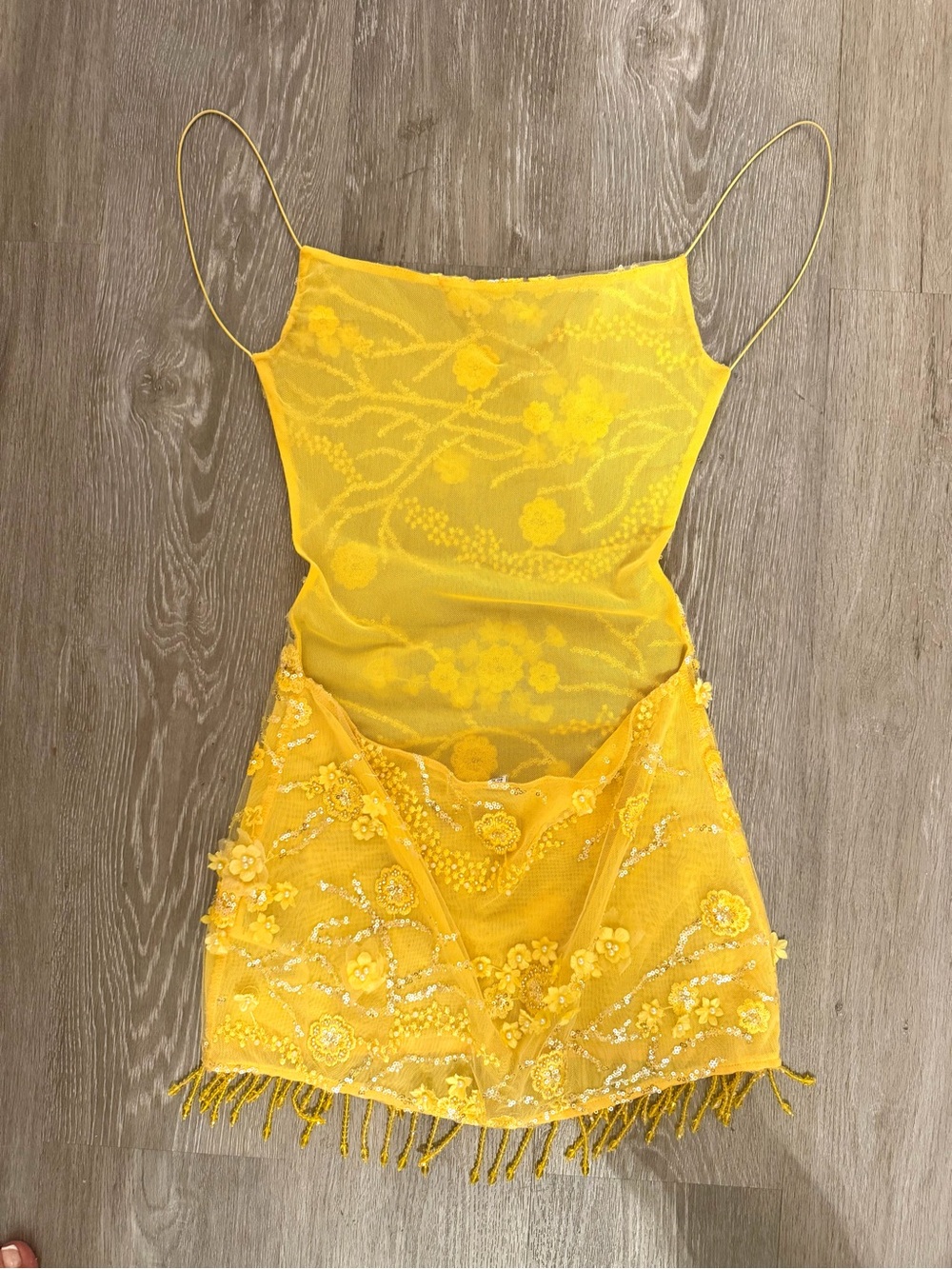 Jaded London Beaded Mirage Dress in Yellow - Picture 2 of 6
